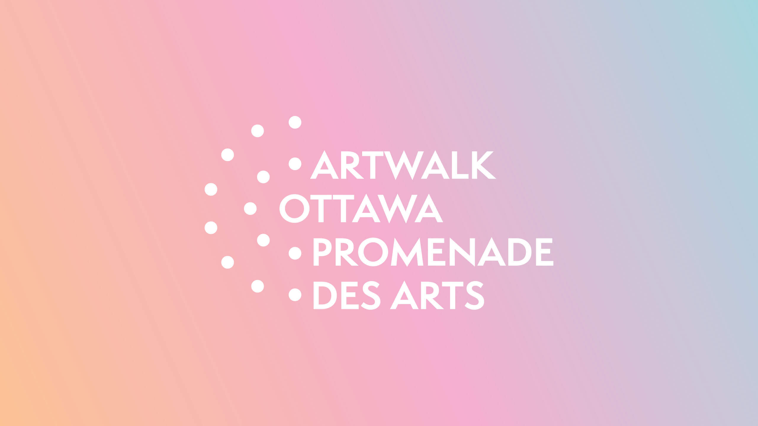 Artwalk Ottawa Promenade des Arts logo on a colourful rainbow background.